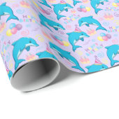 Dolphin Birthday Gift Wrapping Paper in Purple ラッピングペーパー (ロールコーナー)