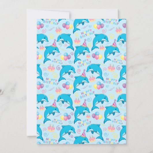 Dolphin Birthday Invitation in Blue 招待状 (裏面)