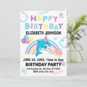 Dolphin Birthday Invitation in White 招待状 (スタンド正面)