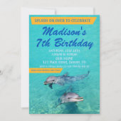Dolphin birthday invitation Pool party invite 招待状 (正面)