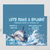 Dolphin Birthday Invite | Ocean Splash Party 招待状 (正面/裏面)