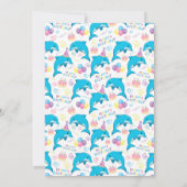 Dolphin Birthday Party Invitation in White 招待状 (裏面)