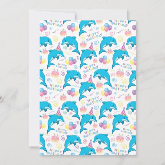 Dolphin Birthday Party Invitation in White 招待状 (裏面)