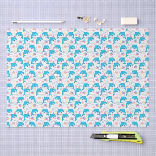 Dolphin Birthday Tissue Paper 薄葉紙 (クラフト)
