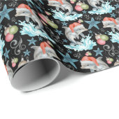 Dolphin Christmas Gift Wrapping Paper - Black ラッピングペーパー (ロールコーナー)