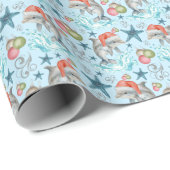 Dolphin Christmas Gift Wrapping Paper - Blue ラッピングペーパー (ロールコーナー)