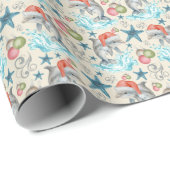 Dolphin Christmas Gift Wrapping Paper - Cream ラッピングペーパー (ロールコーナー)