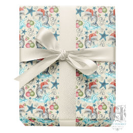 Dolphin Christmas Gift Wrapping Paper - Cream ラッピングペーパー