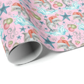 Dolphin Christmas Gift Wrapping Paper - Pink ラッピングペーパー (ロールコーナー)