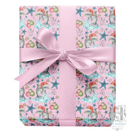 Dolphin Christmas Gift Wrapping Paper - Pink ラッピングペーパー