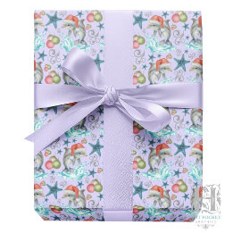 Dolphin Christmas Gift Wrapping Paper - Purple ラッピングペーパー