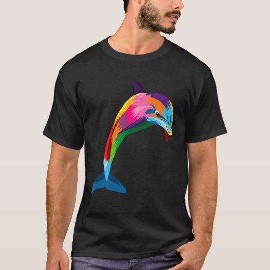 Dolphin Colorful Animals Watercolor Painting Dolph Tシャツ (正面)