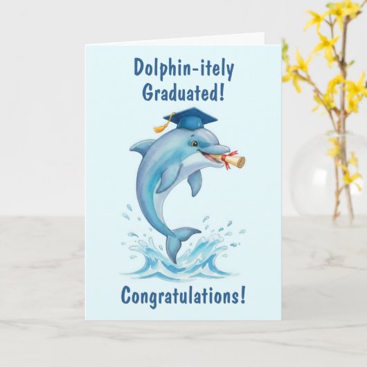 Dolphin Graduation Card カード (黄色い花)