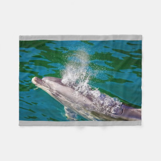 Dolphin In Milford Sound，ニュージーランド フリースブランケット (正面(横))