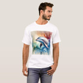 Dolphin in Serene Waters 170724AREF152 - Watercolo Tシャツ (正面フル)