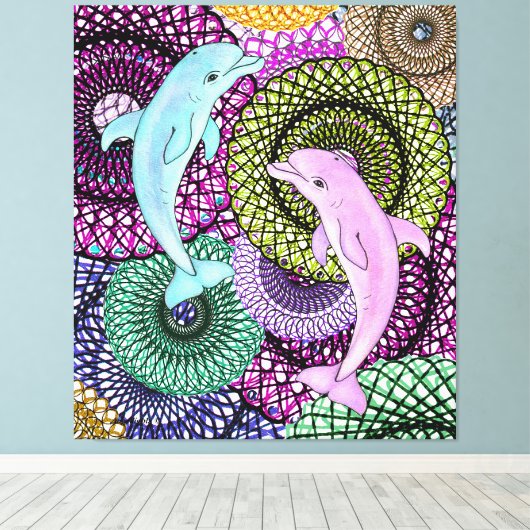 Dolphin Joy キャンバスプリント (インサイチュ (ウッドフロア))