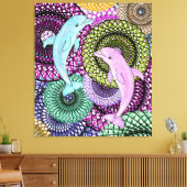 Dolphin Joy キャンバスプリント (インサイチュ (リビング))