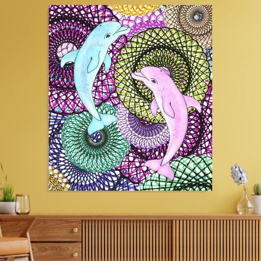 Dolphin Joy キャンバスプリント (インサイチュ (リビング))