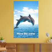Dolphin Jump Ocean Wall Art Summer Splash Poster キャンバスプリント (インサイチュ (リビング))