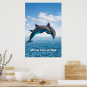 Dolphin Jump Ocean Wall Art Summer Splash Poster ポスター (キッチン)