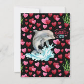 Dolphin Love Valentine’s Day Card in Black ノートカード (正面)