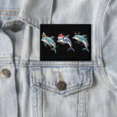 Dolphin Lover Christmas Santa Hat Xmas 缶バッジ (インサイチュ)