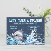 Dolphin Lovers glitter birthday ocean splash 招待状 (スタンド正面)