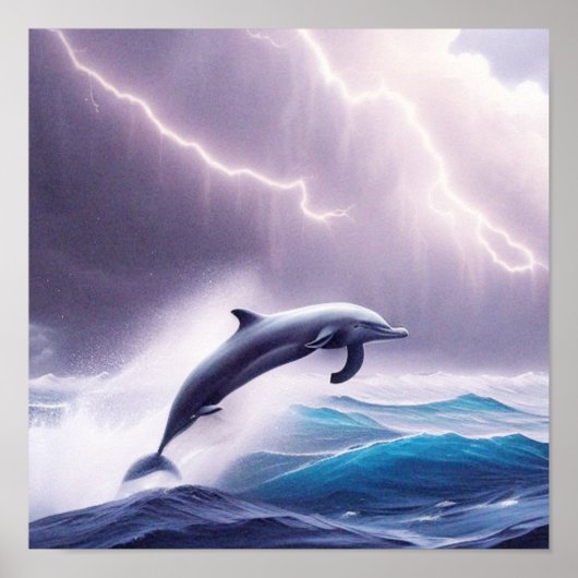 Dolphin Magic in a Stormy Sea: A Captivating Scene ポスター (正面)