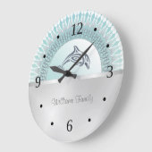 Dolphin Mandala Silver Coastal Family Name ラージ壁時計 (傾斜)