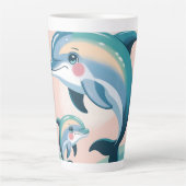 Dolphin Mom and Baby カフェラテマグ (正面)