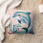 Dolphin Mom and Baby クッション (ブランケット)