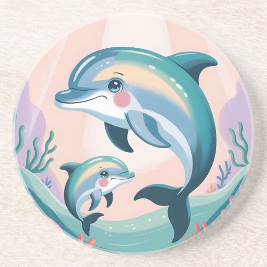 Dolphin Mom and Baby コースター (正面)