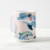 Dolphin Mom and Baby コーヒーマグカップ (正面左)