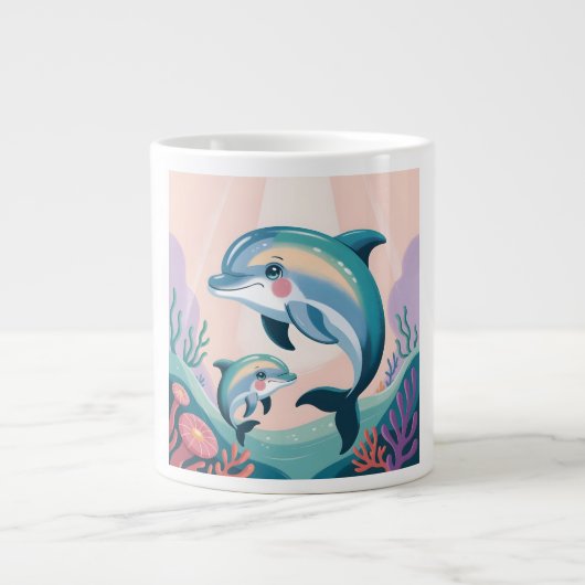Dolphin Mom and Baby ジャンボコーヒーマグカップ (正面)