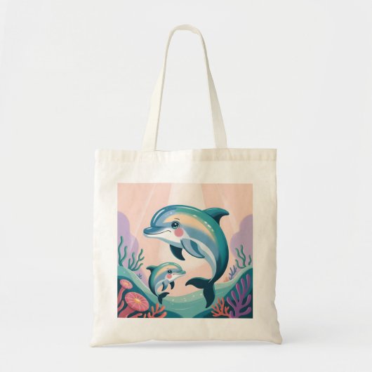 Dolphin Mom and Baby トートバッグ (正面)