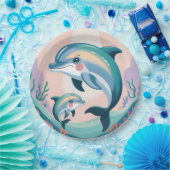 Dolphin Mom and Baby ペーパープレート (パーティー)
