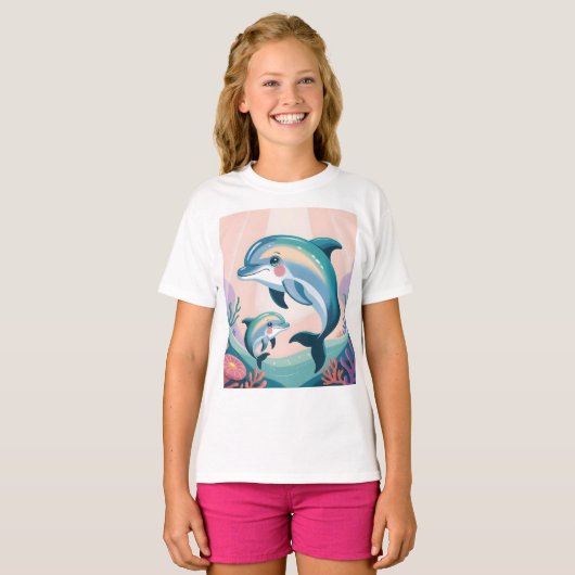 Dolphin Mom and Baby Tシャツ (正面フル)