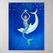 Dolphin Moon Mermaid fantasy art Poster ポスター (正面)