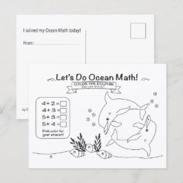 Dolphin Ocean Math Coloring Postcard ポストカード