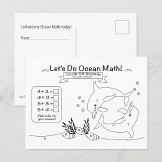 Dolphin Ocean Math Coloring Postcard ポストカード