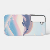  Dolphin Over Pastel Waves Samsung Case Galaxyケース (裏面横)