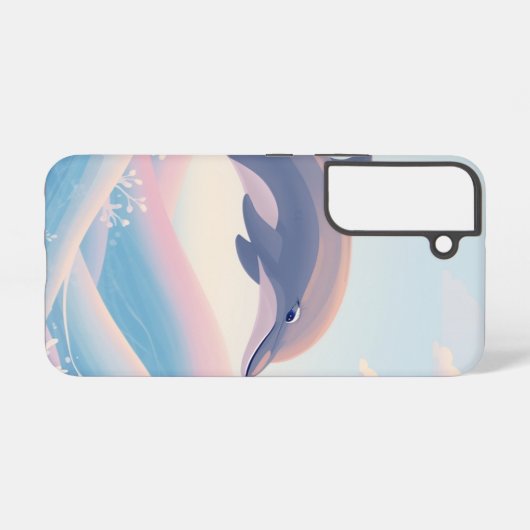 Dolphin Over Pastel Waves Samsung Case Galaxyケース (裏面横)