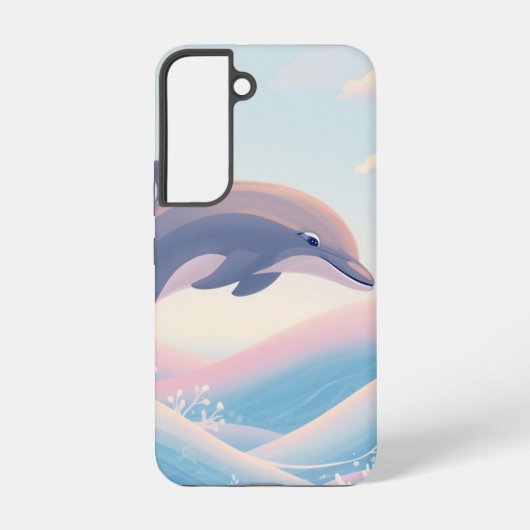  Dolphin Over Pastel Waves Samsung Case Samsung Galaxyケース (裏面)