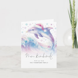 Dolphin Santa Hat Meri Kirihimete Christmas folded シーズンカード