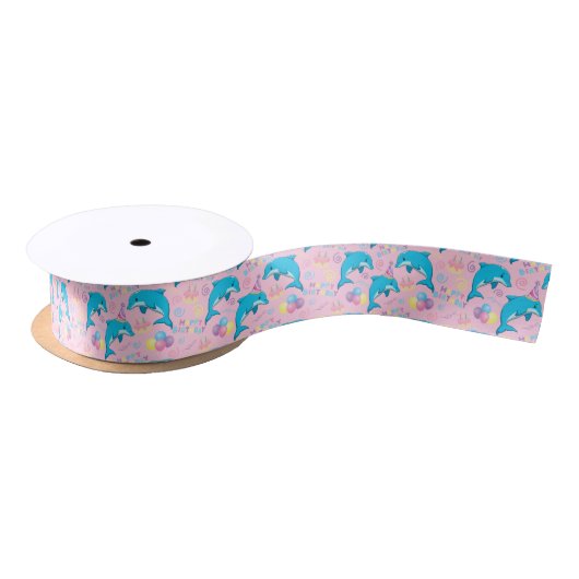 Dolphin Satin Ribbon in Pink サテンリボン (リール)