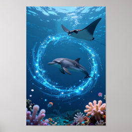 Dolphin Sea Poster – Magical Ocean Aesthetic Wall  ポスター