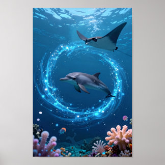 Dolphin Sea Poster – Magical Ocean Aesthetic Wall  ポスター