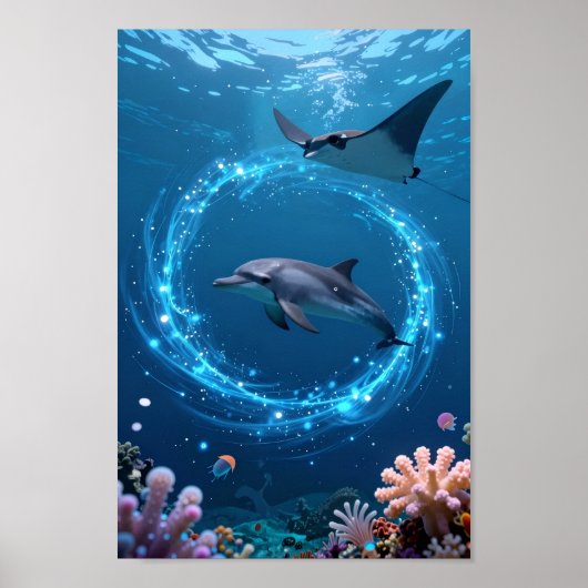 Dolphin Sea Poster – Magical Ocean Aesthetic Wall  ポスター (正面)