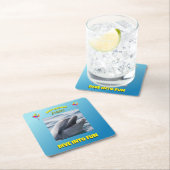 Dolphin Splash Birthday スクエアペーパーコースター (インサイチュ)