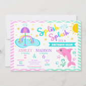 Dolphin & Splash Pad Joint Birthday | Water Park 招待状 (正面)